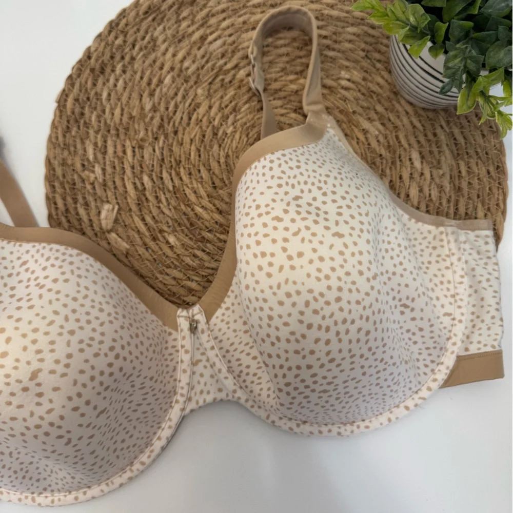 CACIQUE Polka Dot Underwire Bra - Cream and Tan Size‎ 46DDD